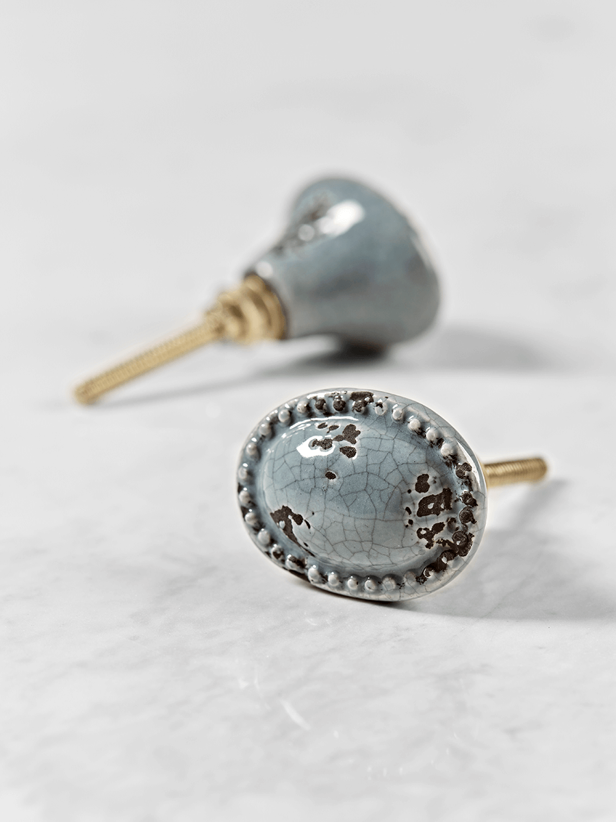 

Crackle Glaze Oval Knob - Grey