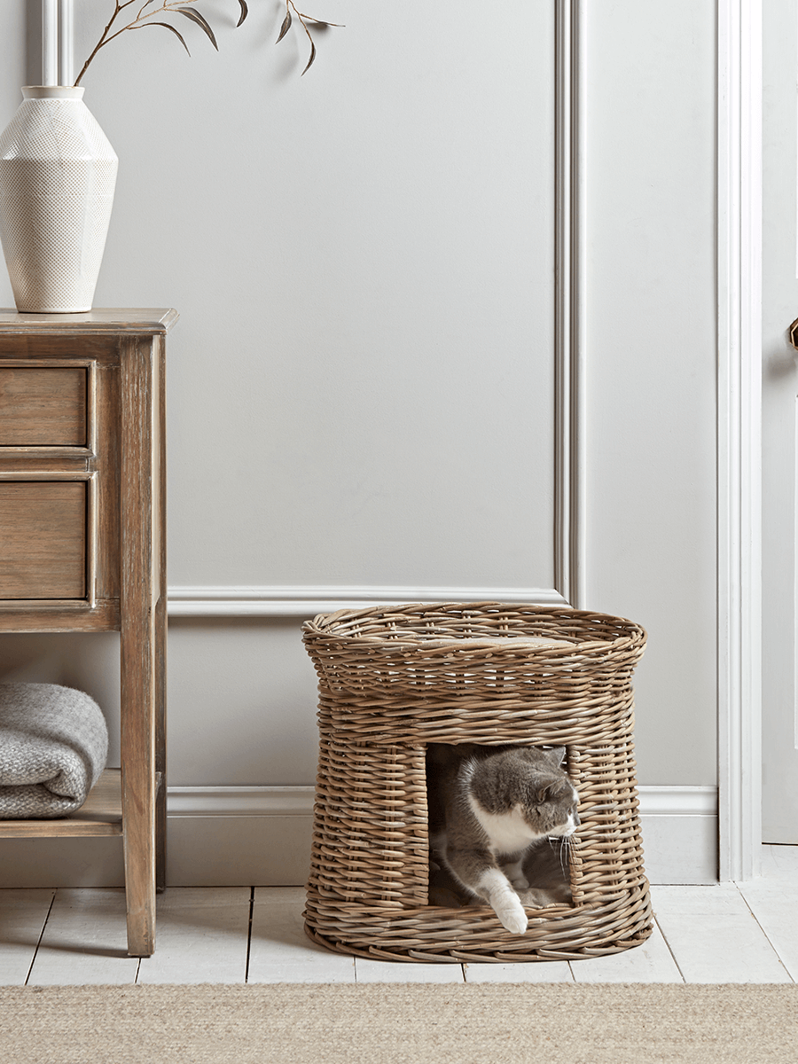 Product photograph of Round Rattan Pet Bunk Bed from Cox and Cox.