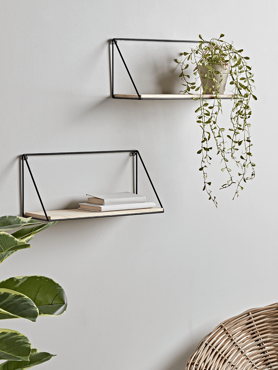 Product photograph of Two Industrial Wood Metal Shelves - Small from Cox and Cox