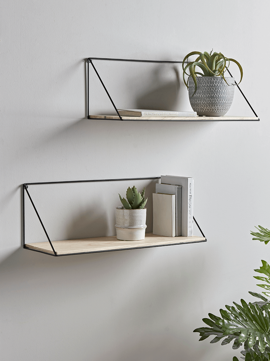 Photo of Two industrial wood & metal shelves - large