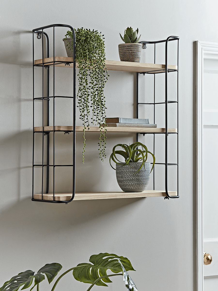 Product photograph of Industrial Wood Metal Shelf Unit - Large from Cox and Cox