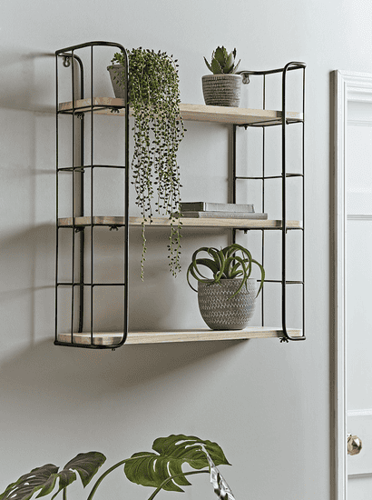 Industrial Wood & Metal Shelf Unit - Large