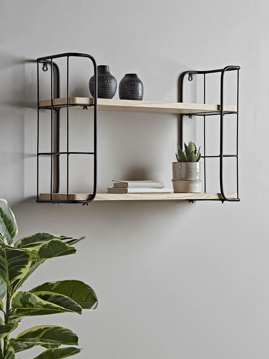 Product photograph of Industrial Wood Metal Shelf Unit - Small from Cox and Cox