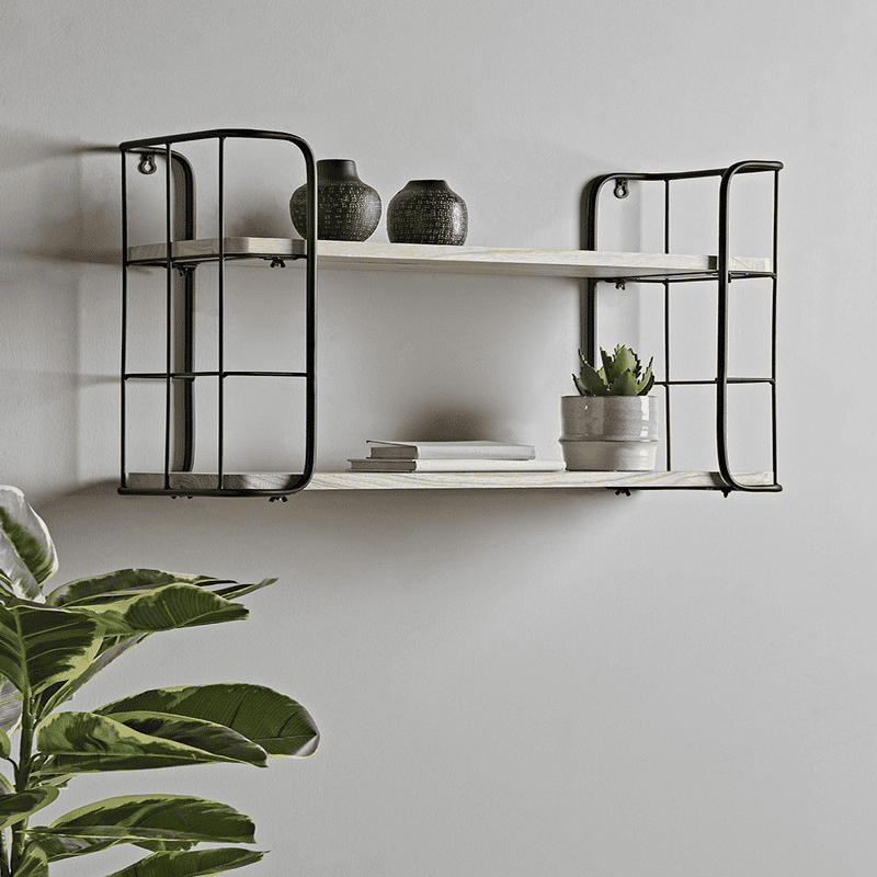 Industrial Wood Metal Shelf Unit Small