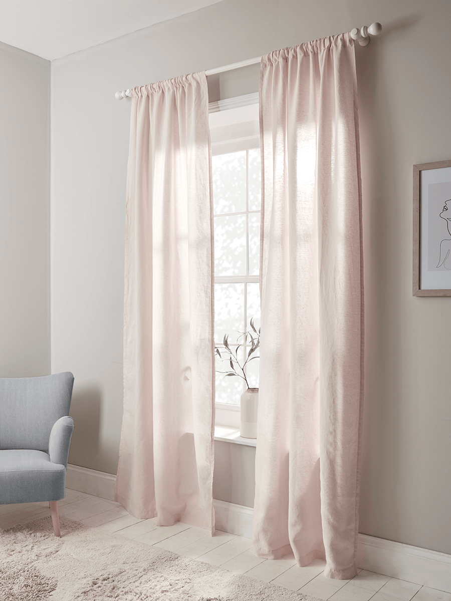 

Washed Linen Curtain Pair - Soft Blush