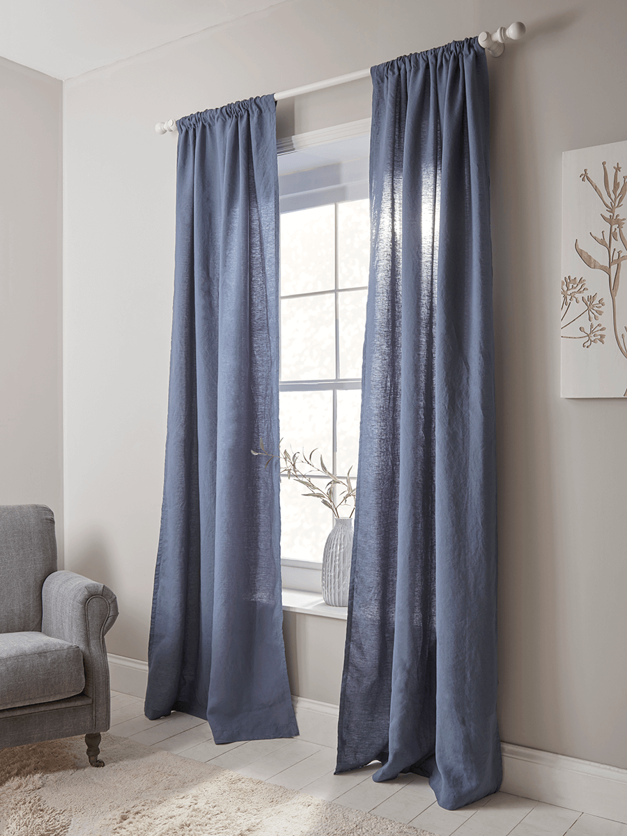 

Washed Linen Curtain Pair - Indigo