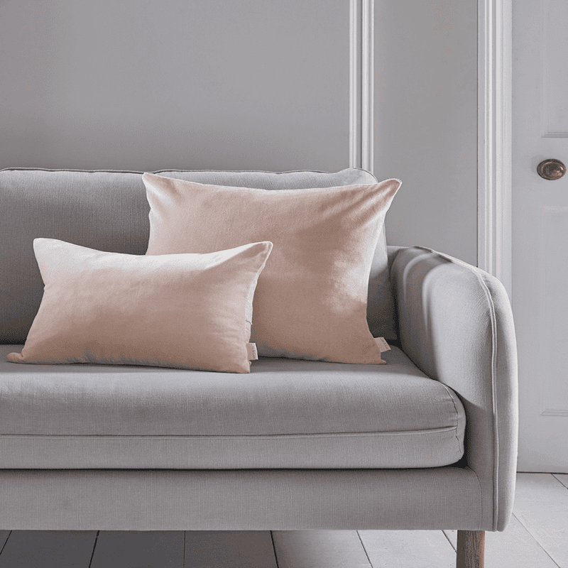 Velvet Linen Rectangular Cushion Blush