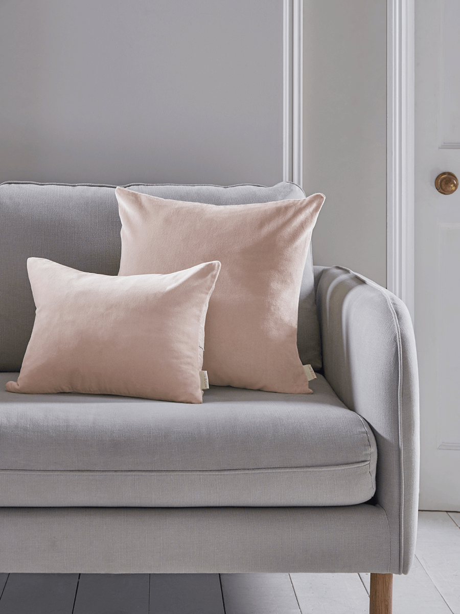 

Velvet & Linen Rectangular Cushion - Blush