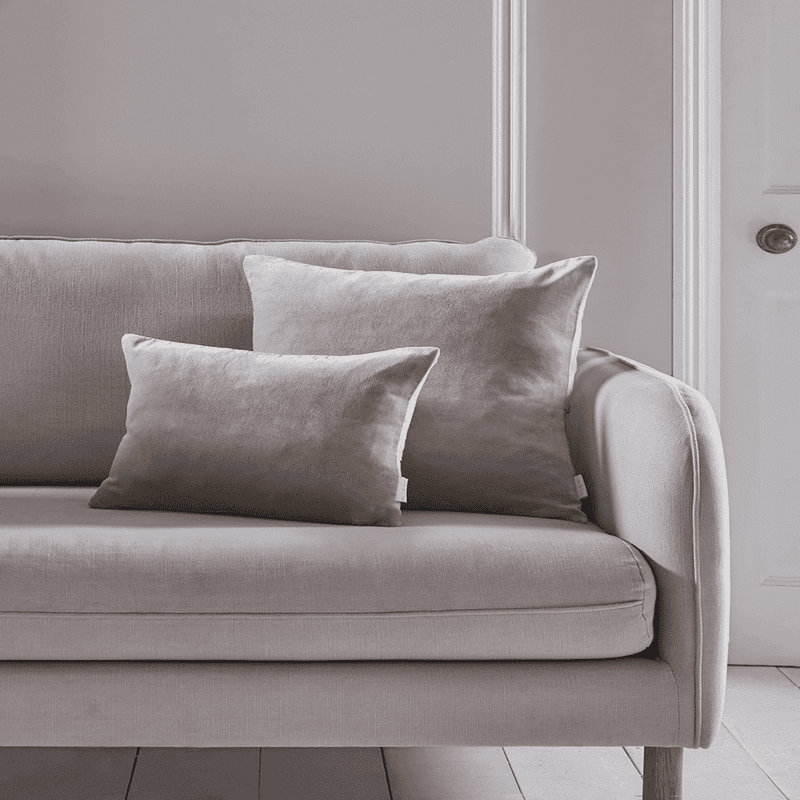 Velvet Linen Rectangular Cushion Dove Grey