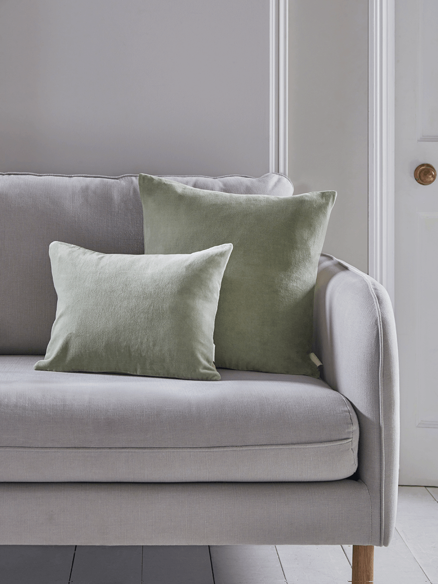 

Velvet & Linen Rectangular Cushion - Sage
