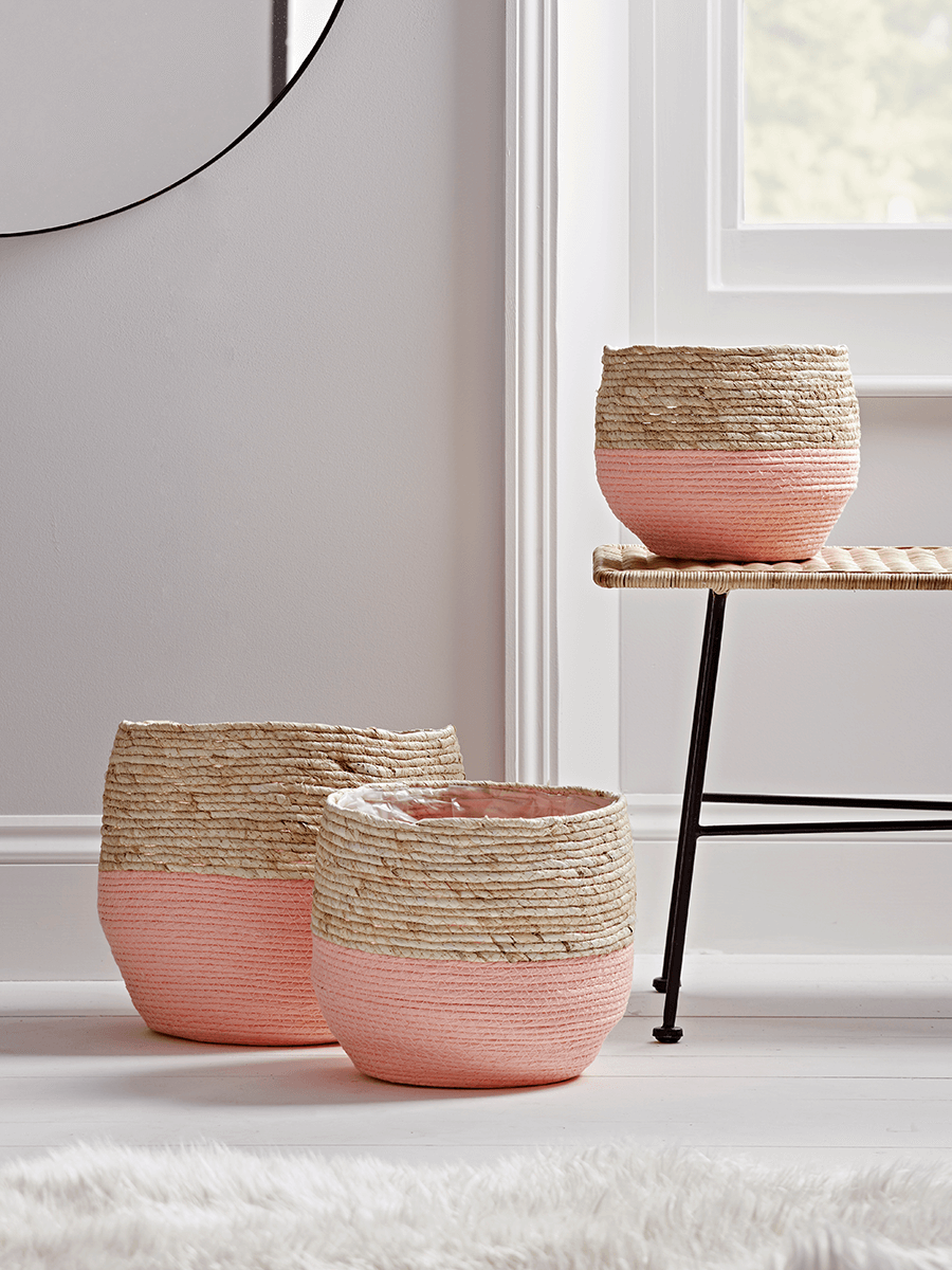 

Three Natural & Blush Two Tone Planters