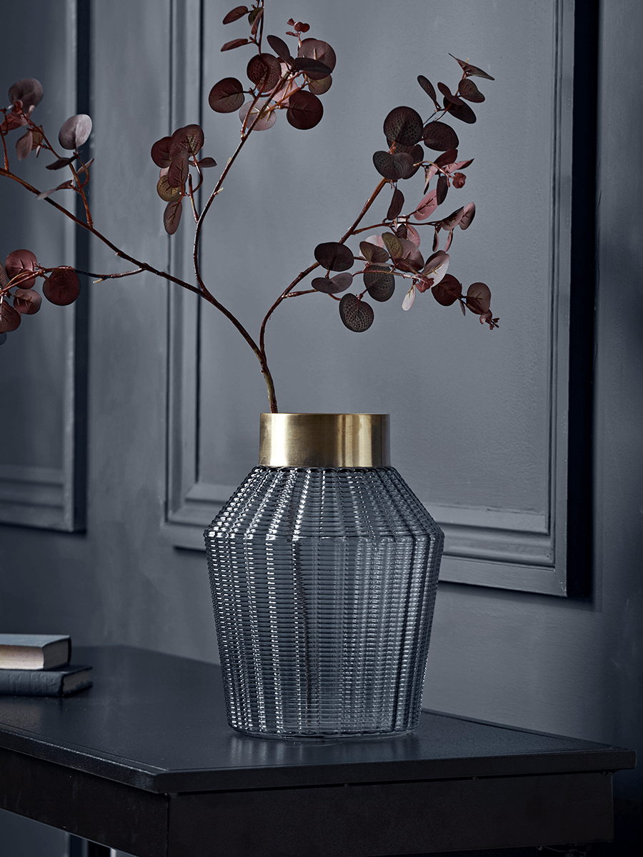 

Gold Rim Textured Glass Vase