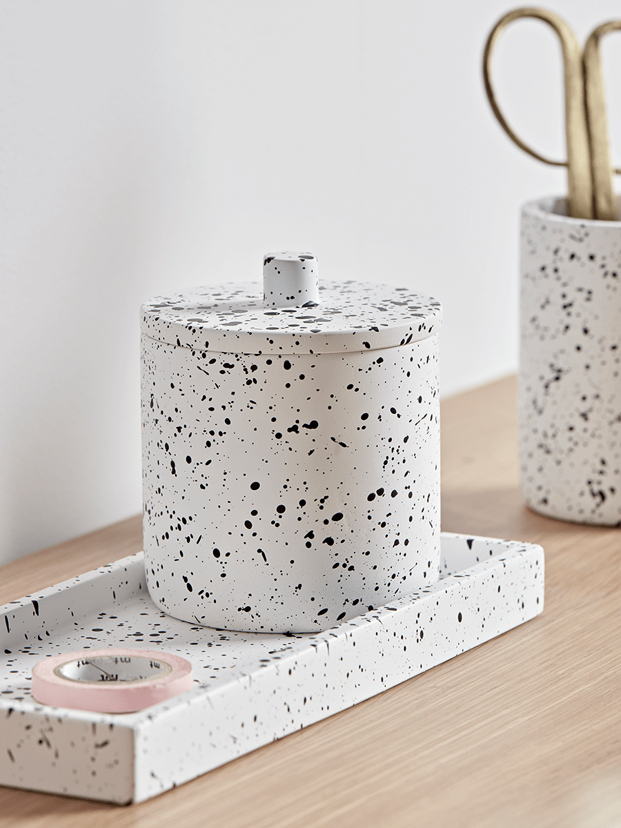 

Black Splatter Concrete Storage Pot
