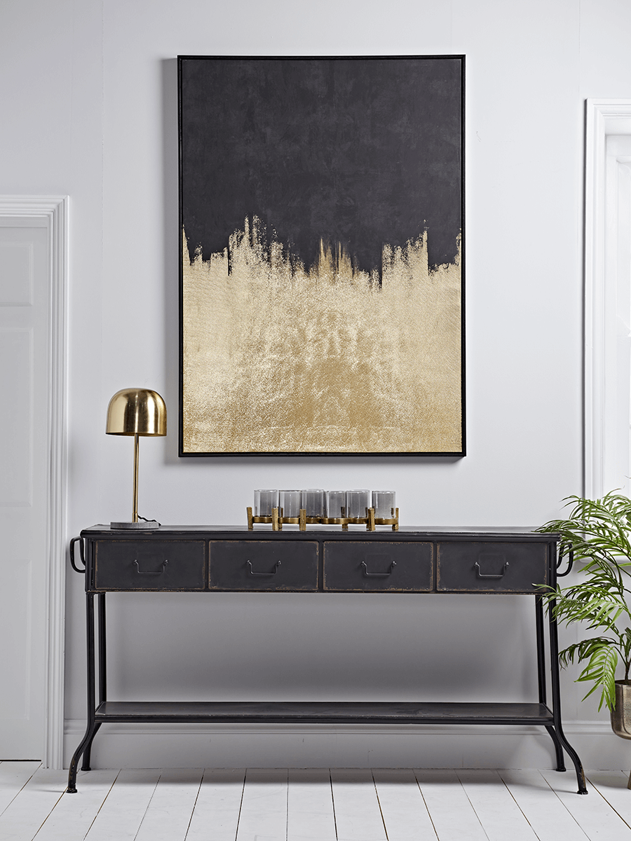 Product photograph of Golden Nights Framed Canvas from Cox and Cox