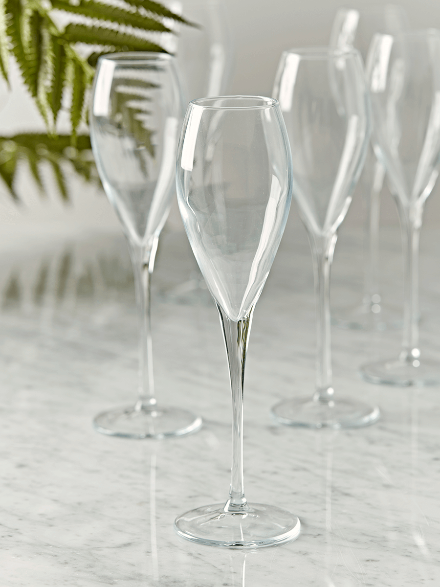 

Six Teardrop Champagne Flutes