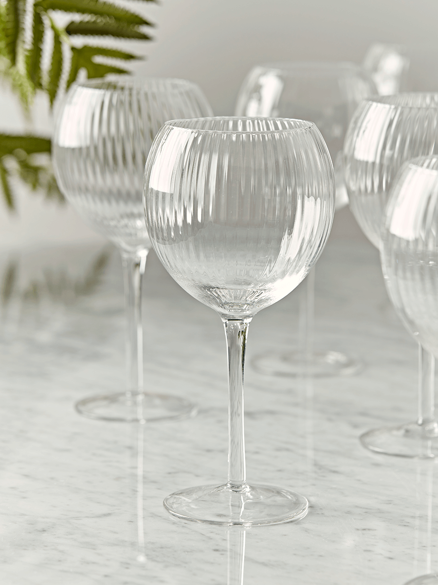 

Six Fluted Wine Glasses - Clear Glass