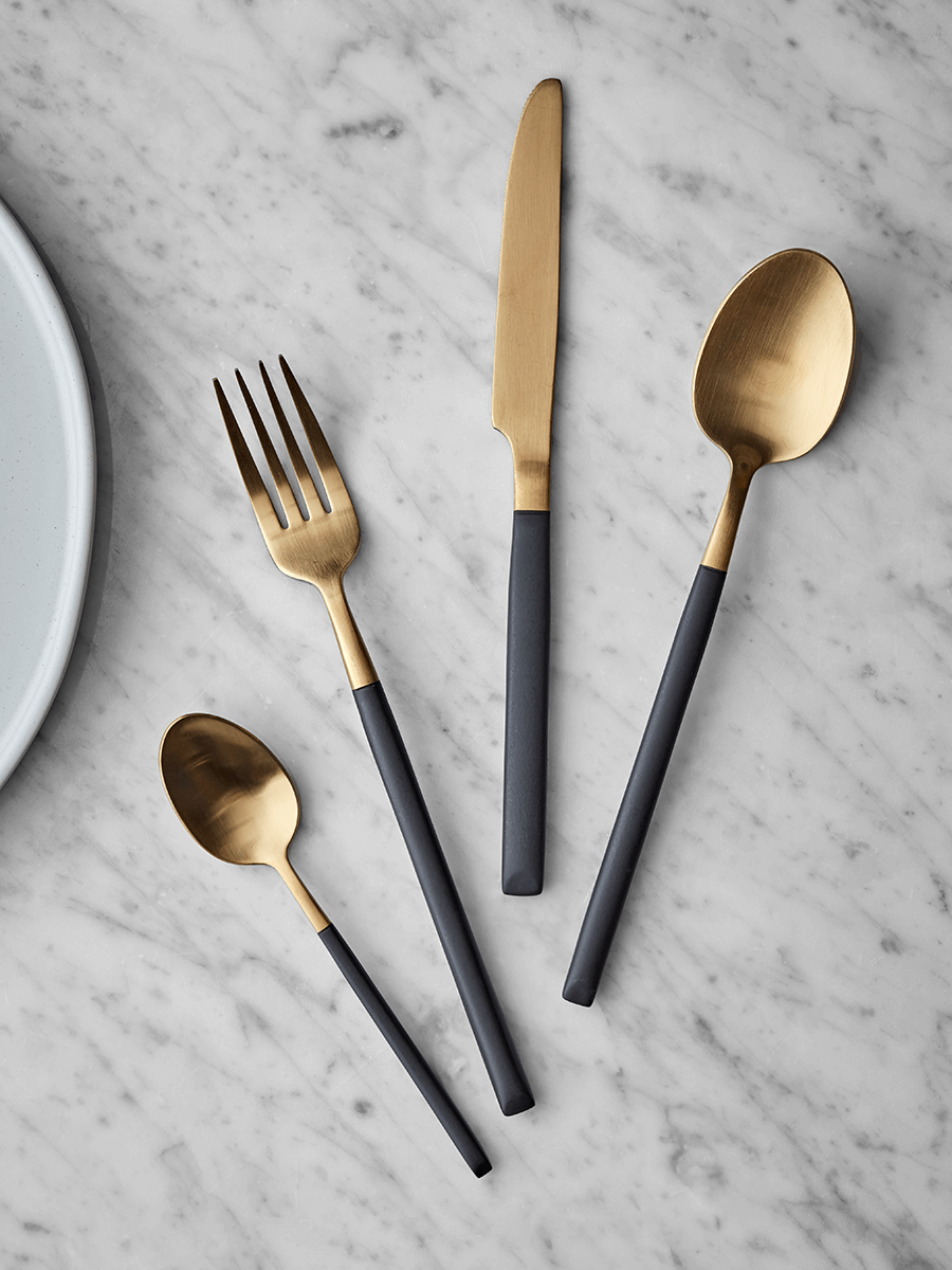 

Black & Brushed Gold Cutlery Set