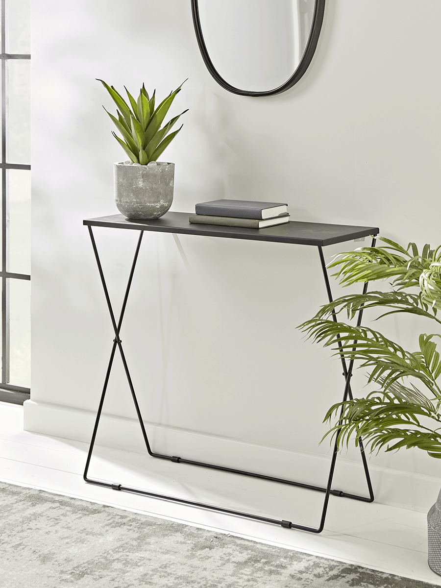 

Slim Black Folding Console Table