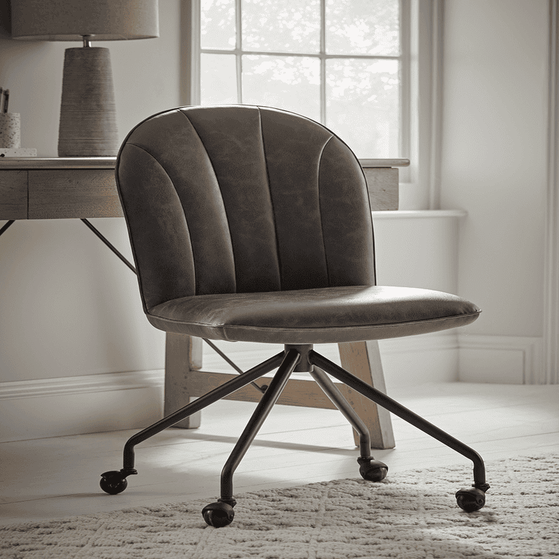 Grey leather office sale chair