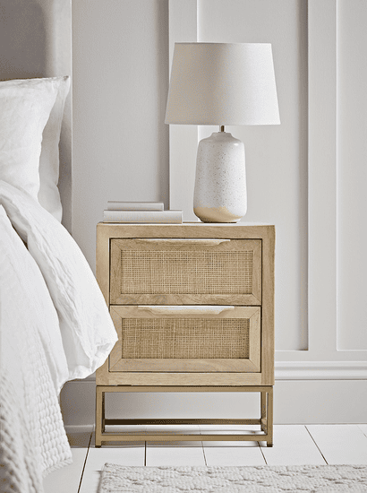 Flat Rattan Webbing Bedside Table