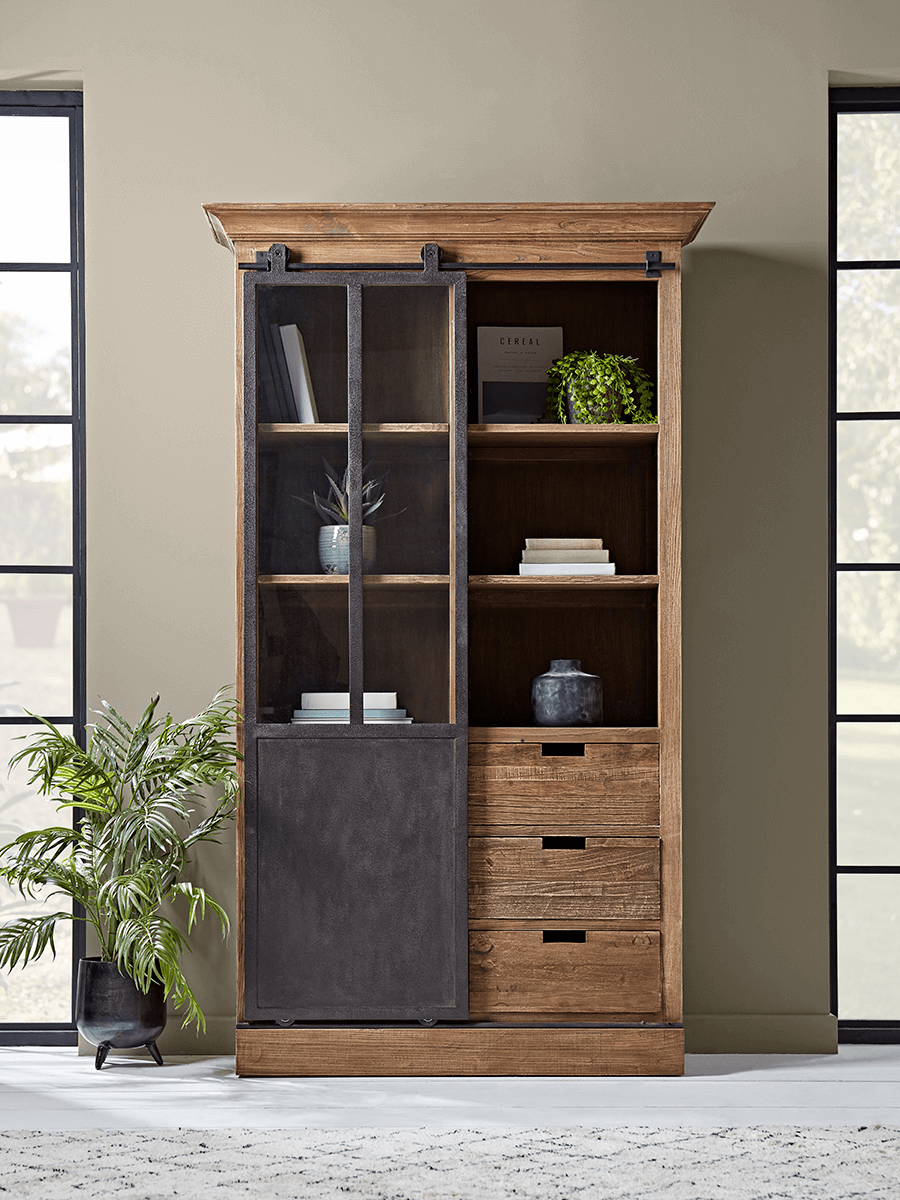 Product photograph of Industrial Sliding Door Display Cabinet from Cox and Cox.