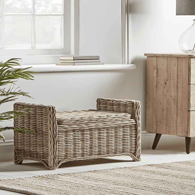 Small rattan bench hotsell