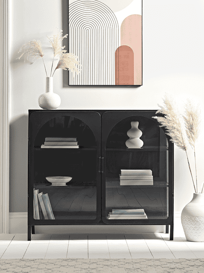 Reeded Glass Arch Display Cabinet