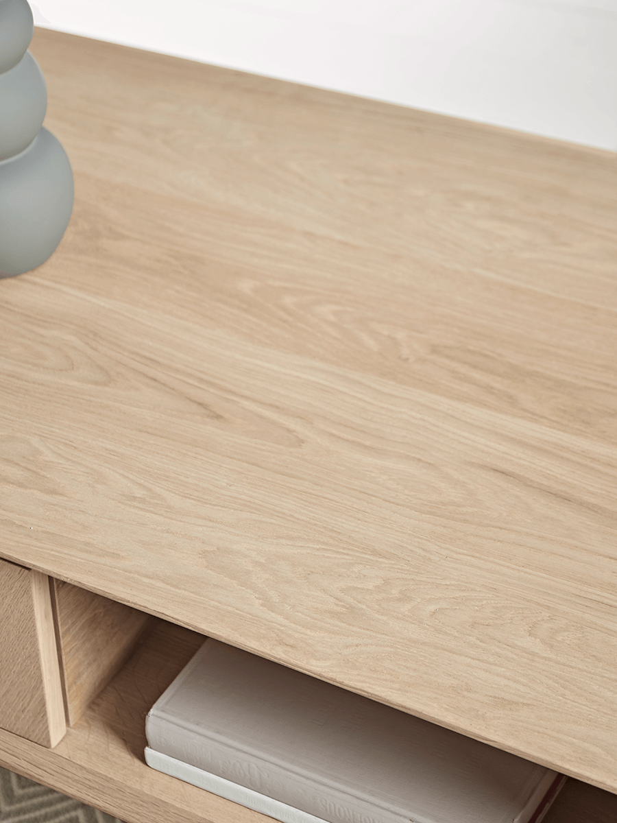 Chevron Oak Storage Coffee Table