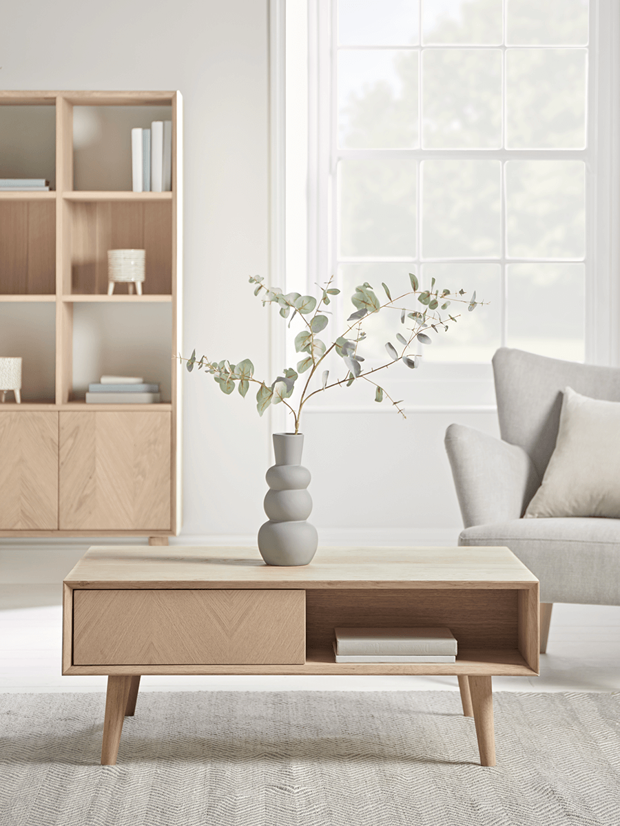 Chevron Oak Storage Coffee Table