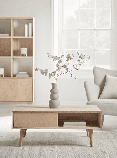 Chevron Oak Storage Coffee Table