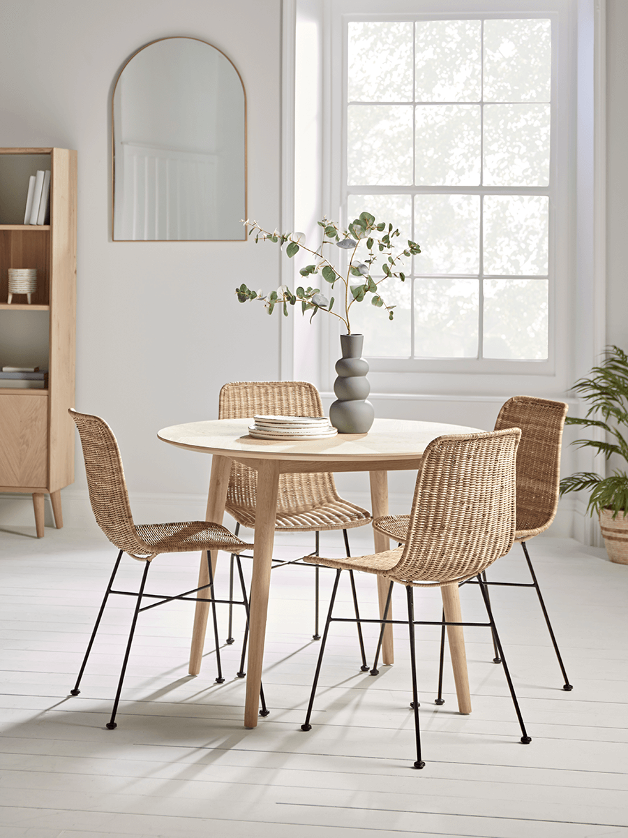 Product photograph of Chevron Oak Dining Table - Round from Cox and Cox