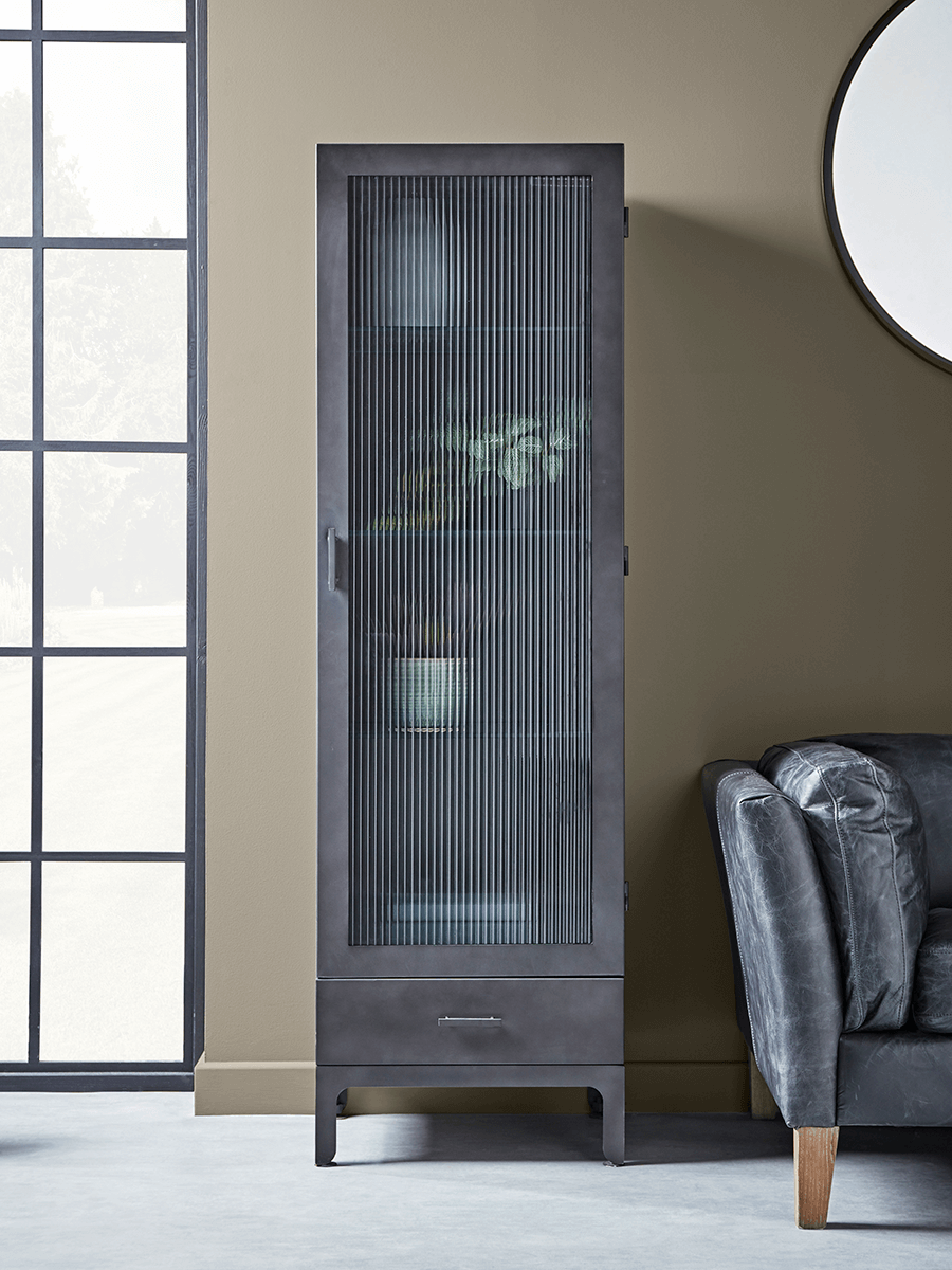 Photo of Reeded glass display cabinet - slim