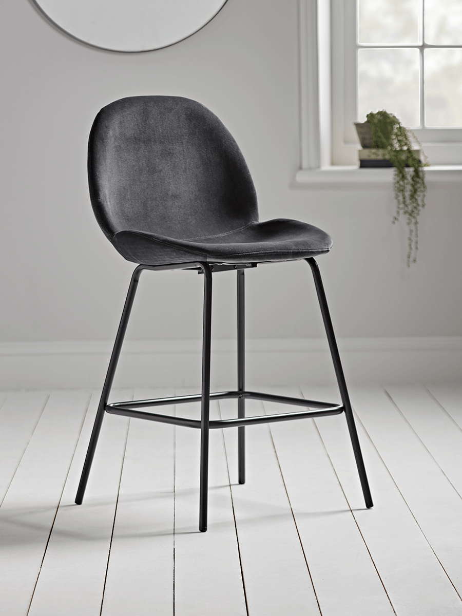 

Vida Velvet Counter Stool - Charcoal