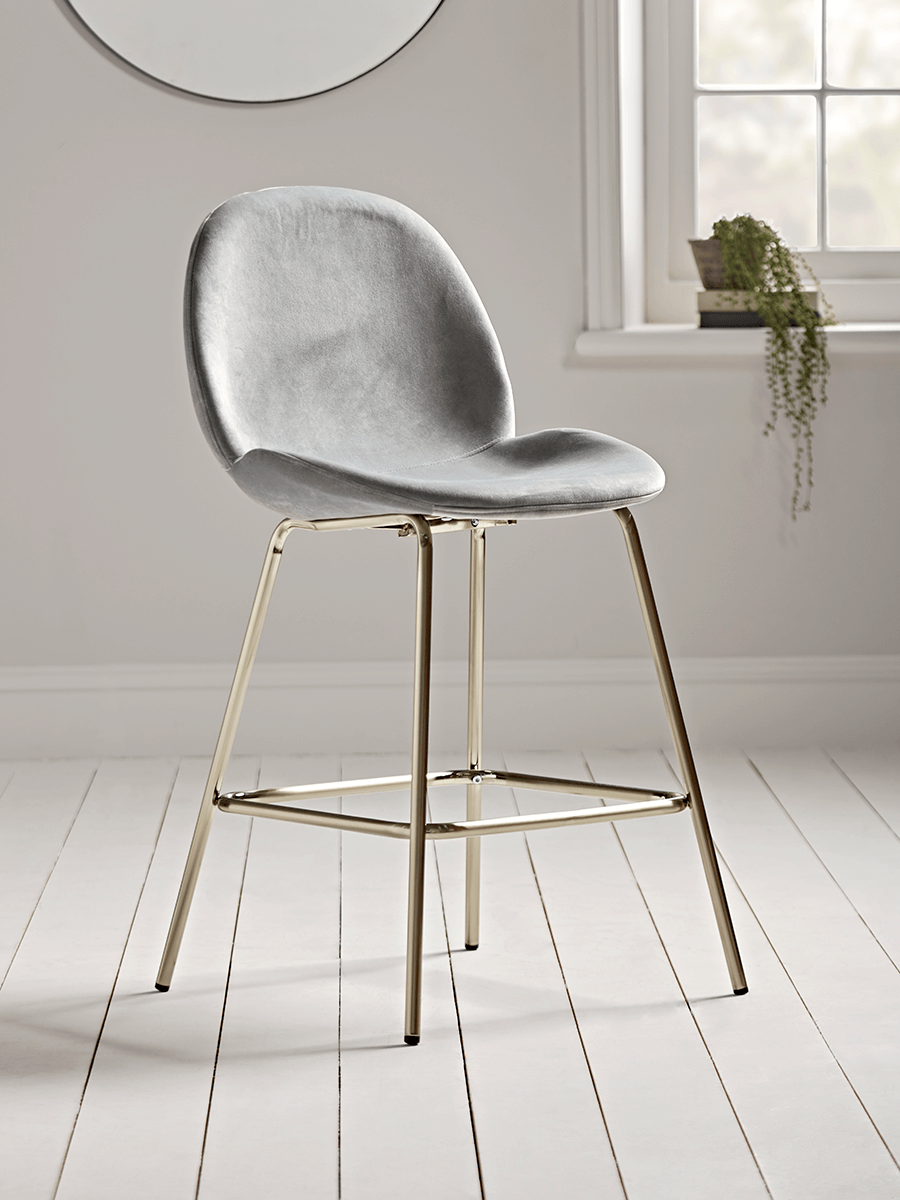 

Vida Velvet Counter Stool - Soft Grey