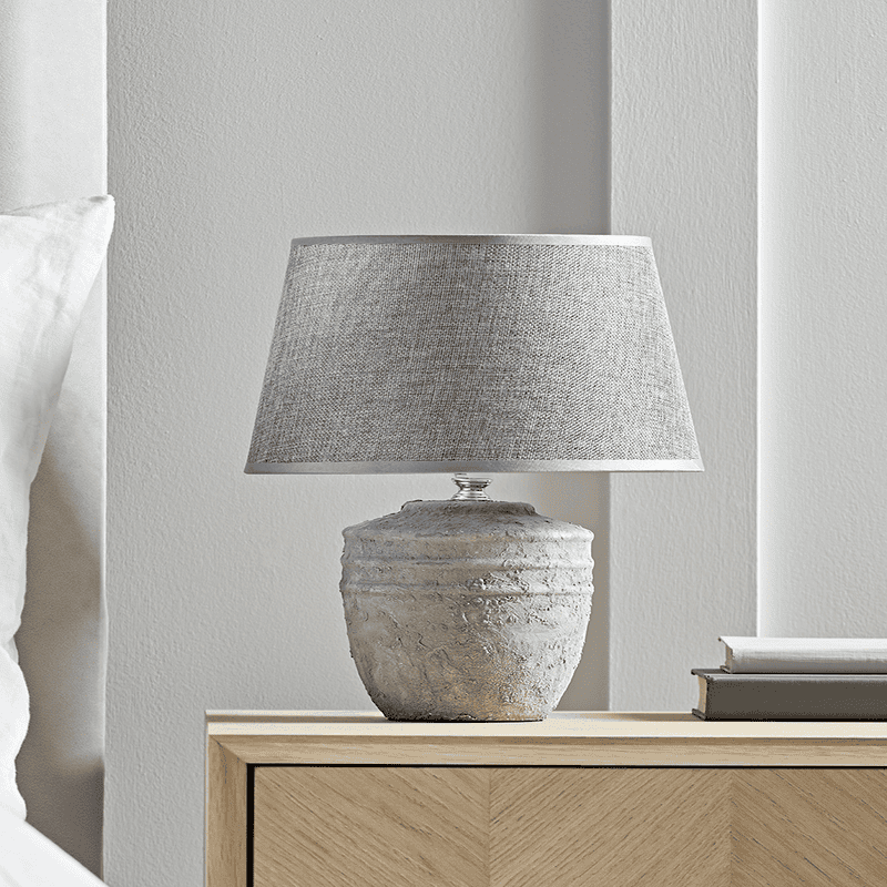 Ribbed Concrete Effect Table Lamp