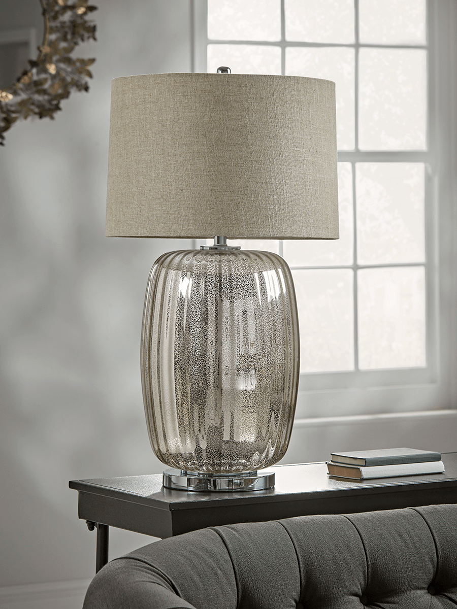 Product photograph of Oversized Mercuried Glass Table Lamp from Cox and Cox