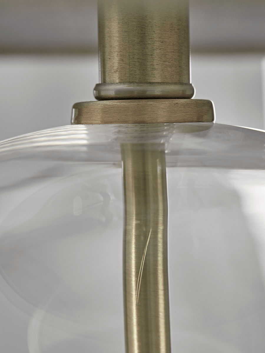 Product photograph of Brushed Brass Glass Table Lamp from Cox and Cox.