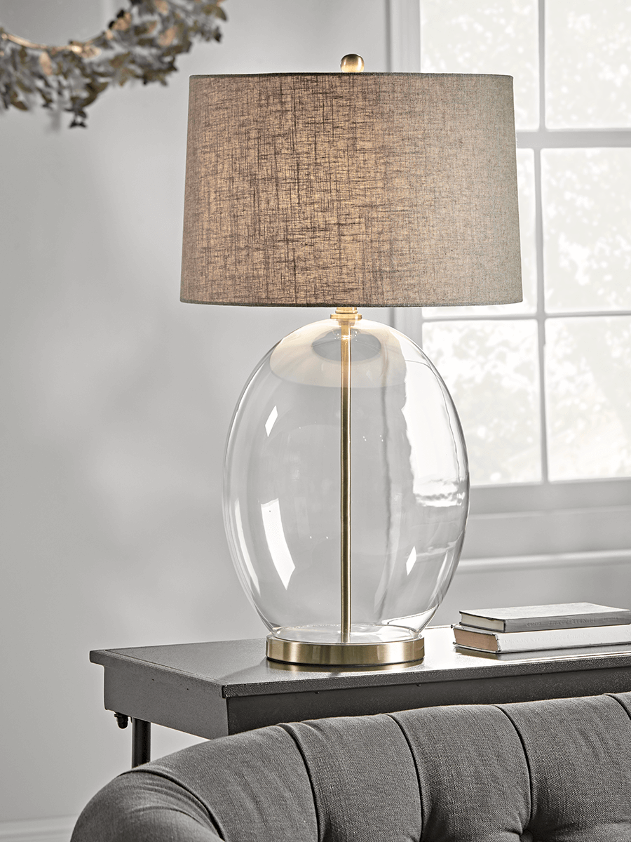 Photo of Brushed brass & glass table lamp