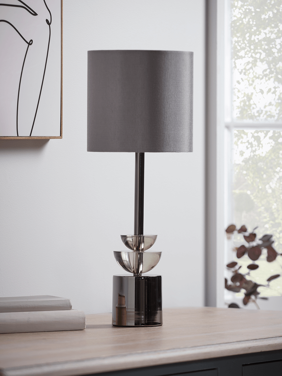 

Geometric Smoked Glass Table Lamp