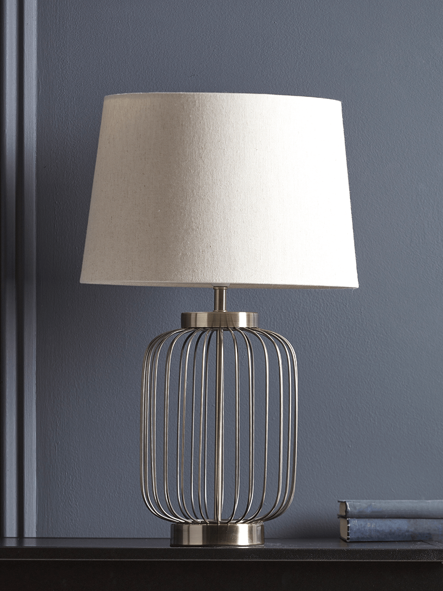 Product photograph of Antique Bronze Cage Table Lamp from Cox and Cox