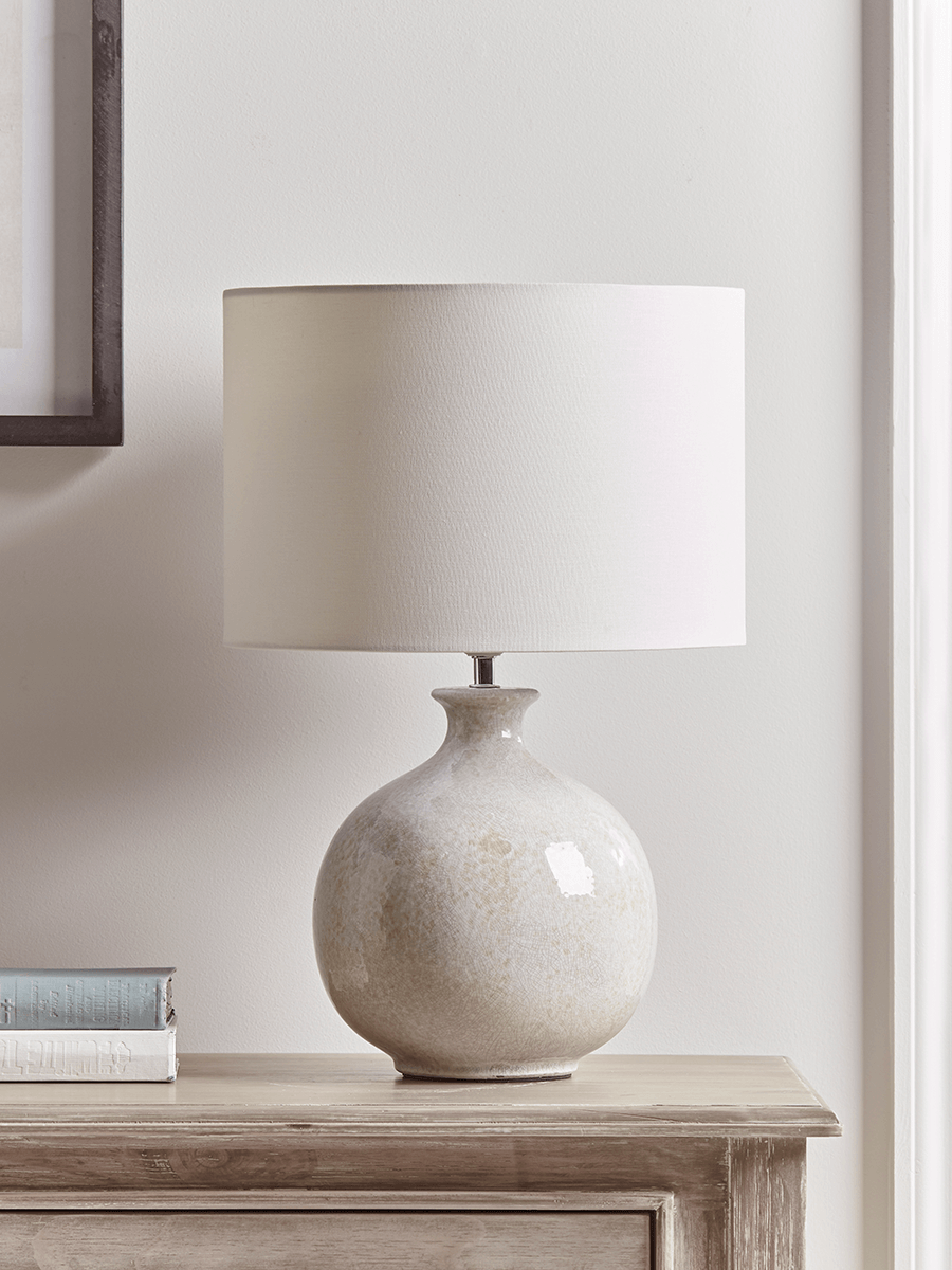 Photo of Round crackle glaze table lamp