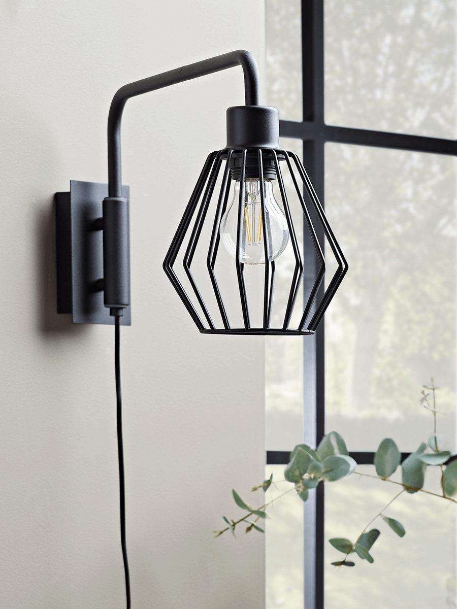 Product photograph of Caged Industrial Wall Light from Cox and Cox