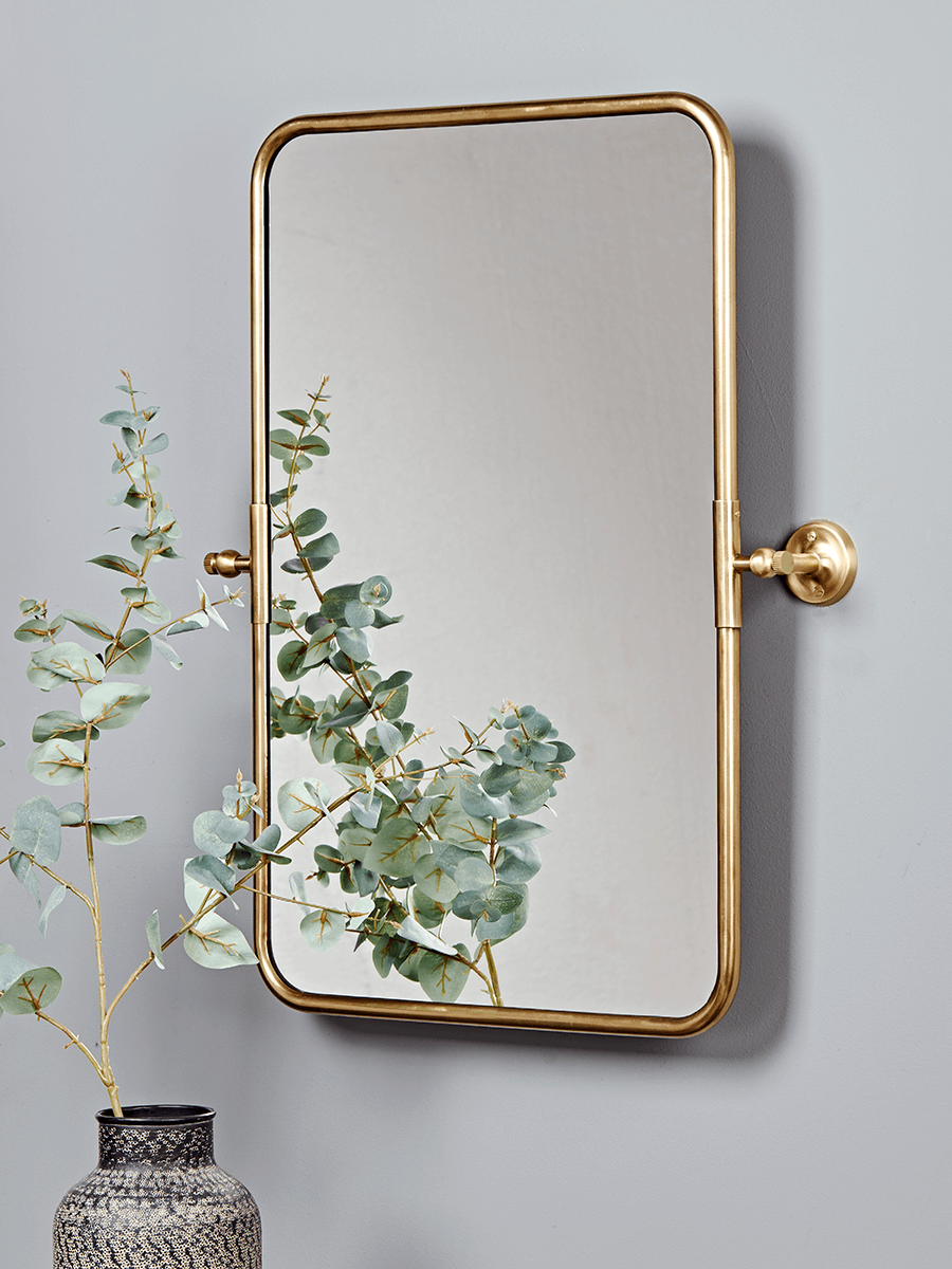 

French Rectangle Wall Mirror - Brass