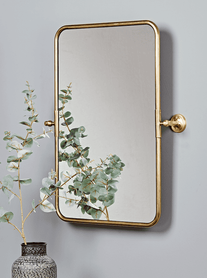 French Rectangle Wall Mirror -  Brass