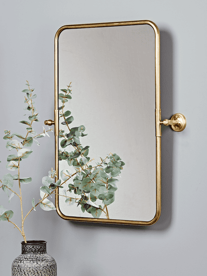 French Rectangle Wall Mirror -  Brass