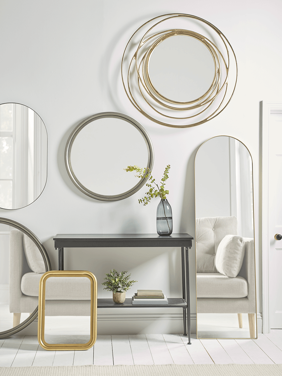 Product photograph of Slim Arch Mirror - Soft Gold from Cox and Cox.