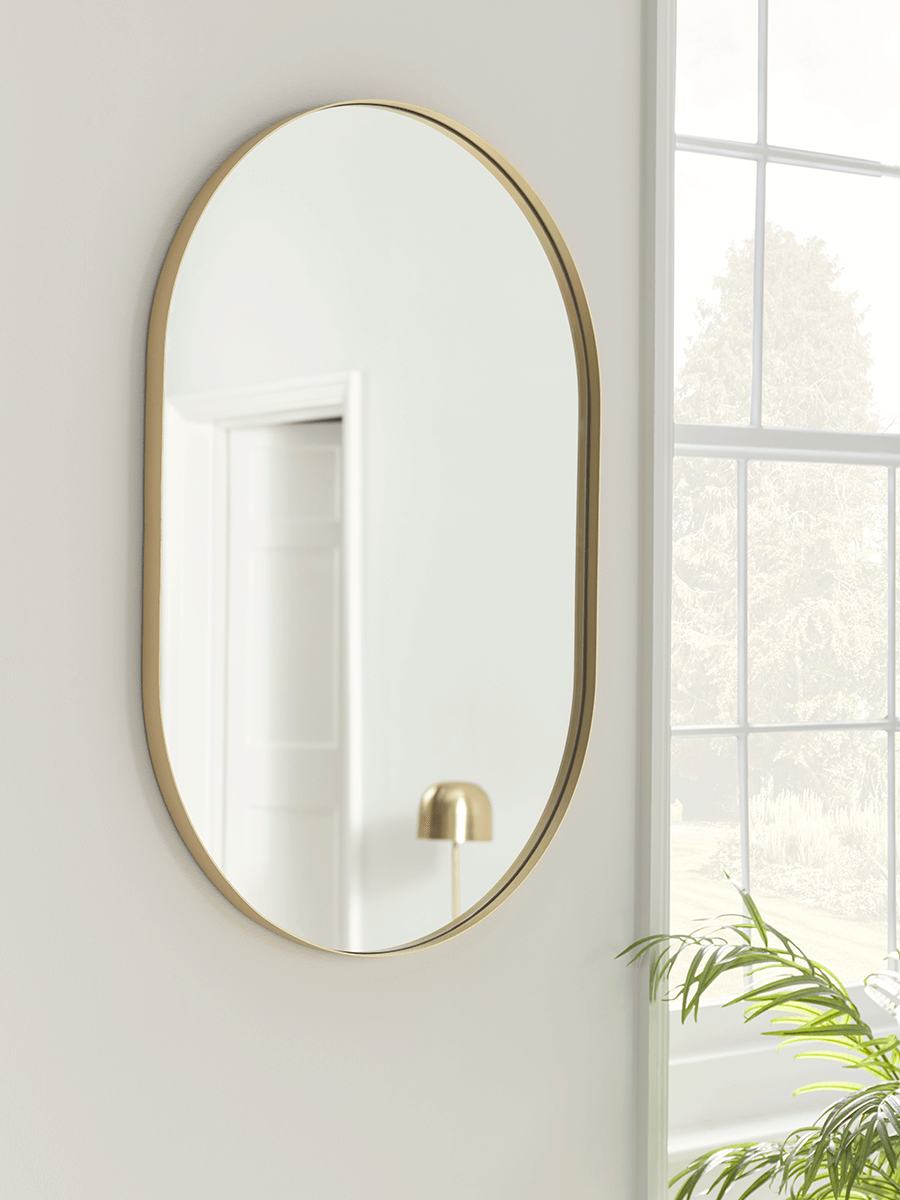 Photo of Slim frame oval mirror - soft gold