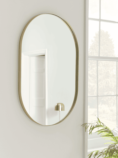 Slim Frame Oval Mirror - Soft Gold