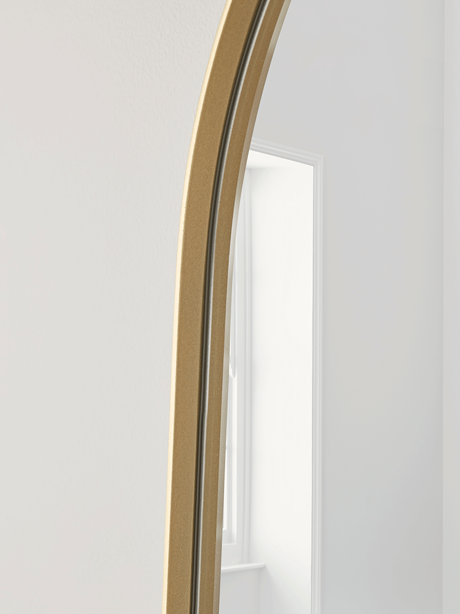 Product photograph of Slim Arch Mirror - Soft Gold from Cox and Cox.