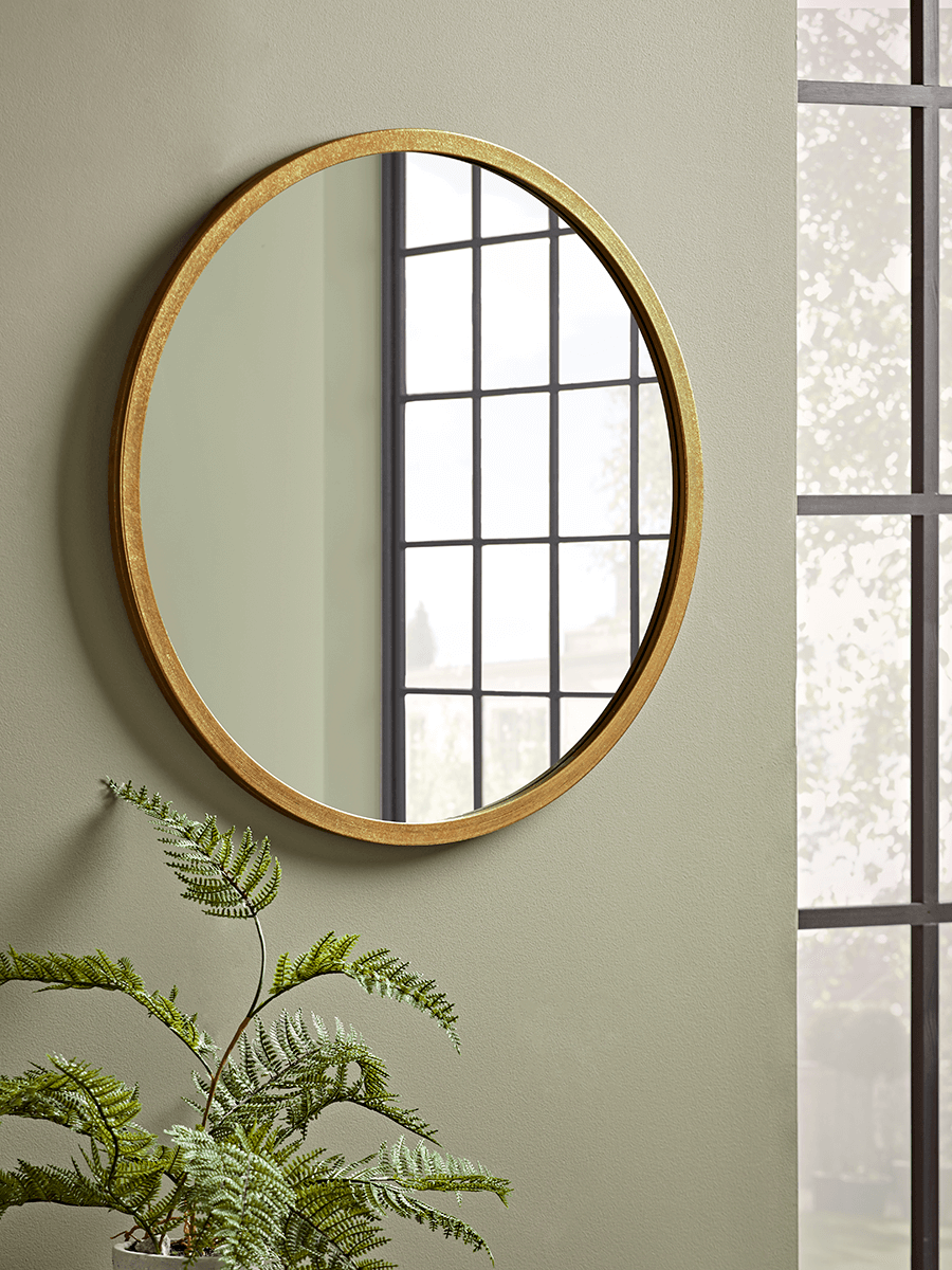 Product photograph of Antique Brass Bevelled Round Mirror - Small from Cox and Cox.